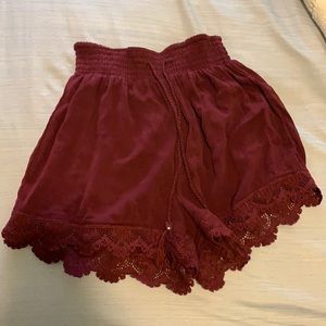 Maroon flowy shorts